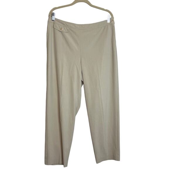 Talbots Stretch Womens Pants Size 14 Beige Knit Straight Leg Side Zip - Picture 1 of 6
